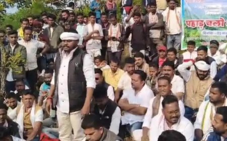 बैलाडिला डिपॉजिट- 4 में खदान खोलने का विरोध, स्थानीय युवाओं का पहाड़ पर प्रदर्शन