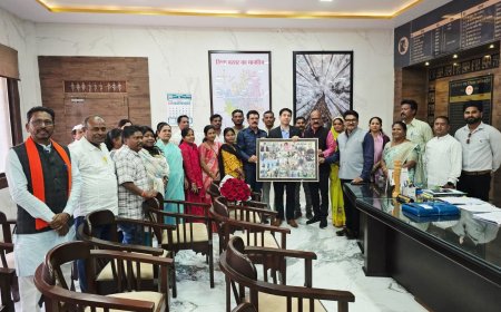 महापौर संजय पांडे के नेतृत्व में भाजपा पार्षदों ने कलेक्टर आकाश छिकारा से की सौजन्य भेंट