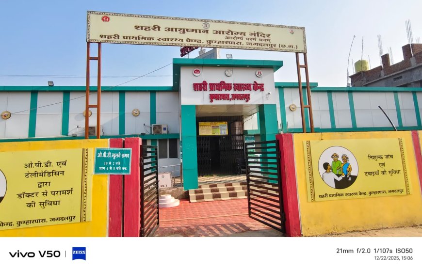 जगदलपुर में स्वास्थ्य सेवाओं की नई मिसाल ,कुम्हारपारा शहरी प्राथमिक स्वास्थ्य केंद्र को मिला राष्ट्रीय गुणवत्ता प्रमाण पत्र