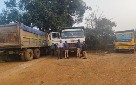 बस्तर में खनिज माफिया पर प्रशासन का शिकंजा , 5 हाईवा, 2 टिप्पर और एक पोकलेन मशीन जब्त