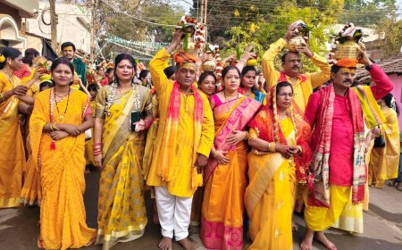 श्री ओंकारेश्वर मंदिर में प्राण-प्रतिष्ठा महोत्सव का शुभारंभ , काया शुद्धि व दीक्षाग्रहण पूजन के साथ निकली कलश यात्रा