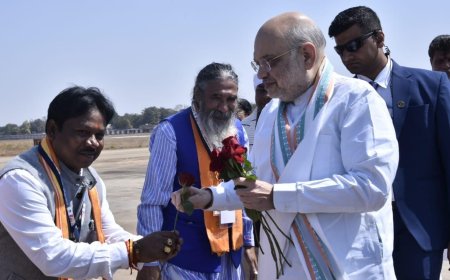 बस्तर सांसद महेश कश्यप ने किया अमित शाह का आत्मीय स्वागत