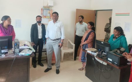 कमिश्नर बस्तर श्री डोमन सिंह ने नानगुर में तहसील कार्यालय सहित सीएचसी एवं सेजेस का किया औचक निरीक्षण