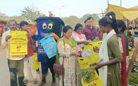 चित्रकोट में बस्तर की कला के साथ अब स्वच्छता की गूँज , बच्चों ने रैली निकाल दिया पर्यावरण संरक्षण का संदेश