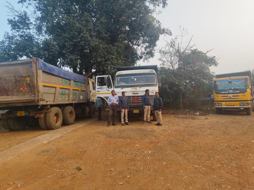 बस्तर में खनिज माफिया पर प्रशासन का शिकंजा , 5 हाईवा, 2 टिप्पर और एक पोकलेन मशीन जब्त
