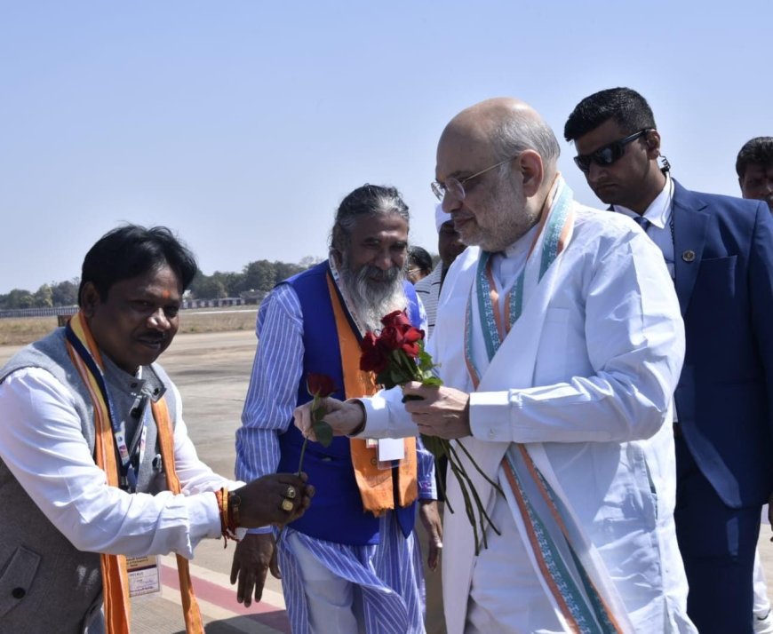 बस्तर सांसद महेश कश्यप ने किया अमित शाह का आत्मीय स्वागत