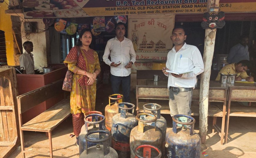 घरेलू गैस सिलेंडरों के दुरुपयोग पर खाद्य विभाग का कार्रवाई