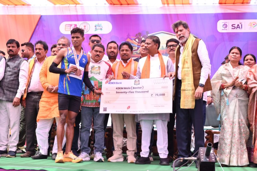 10 मिनट की देरी के बावजूद बस्तर हेरिटेज मैराथन में चमके सेना के जवान मानकूराम नाग