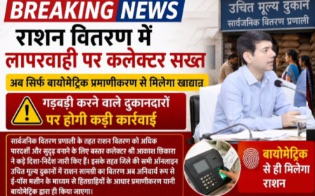 राशन वितरण में लापरवाही पर कलेक्टर सख्त,अब सिर्फ बायोमेट्रिक प्रमाणीकरण से मिलेगा खाद्यान्न,गड़बड़ी करने वाले दुकानदारों पर होगी कड़ी कार्रवाई