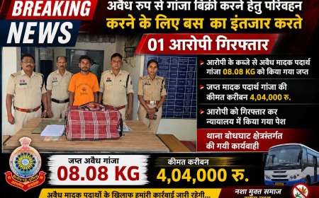अवैध रूप से गांजा बिक्री करने हेतु परिवहन करने के लिए बस  का इंतजार करते 01 आरोपी गिरफ्तार