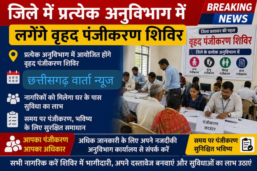 जिले के प्रत्येक अनुविभाग में लगेंगे वृहद पंजीकरण शिविर