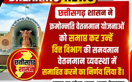 छत्तीसगढ़ शासन ने क्रमोन्नति वेतनमान योजनाओं को समाप्त कर उन्हें वित्त विभाग की समयमान वेतनमान व्यवस्था में समाहित करने का लिया निर्णय !