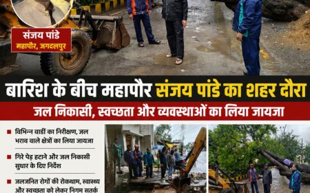 बारिश के बीच महापौर संजय पांडे ने लिया जगदलपुर में विभिन्न वार्डों , जल निकासी और अन्य व्यवस्थाओं का जायजा