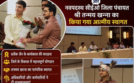 निवर्तमान सीईओ जिला पंचायत  प्रतीक जैन को दी गई भावभीनी विदाई और नवपदस्थ सीईओ जिला पंचायत  तन्मय खन्ना का किया गया आत्मीय स्वागत