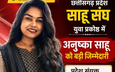 छत्तीसगढ़ प्रदेश साहू संघ युवा प्रकोष्ठ में अनुष्का साहू को बड़ी जिम्मेदारी, प्रदेश संयुक्त सचिव नियुक्त