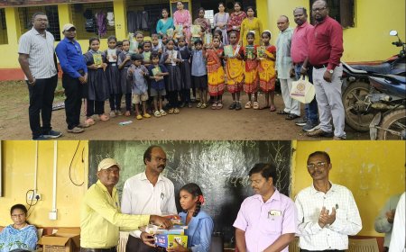 नियमित विद्यालय आने वाले विद्यार्थियों को किया गया प्रोत्साहित, प्रतिभावान छात्रा को मिली शिक्षा सामग्री