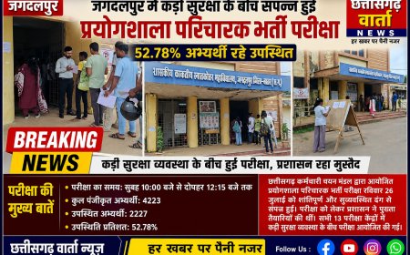 जगदलपुर में कड़ी सुरक्षा के बीच संपन्न हुई प्रयोगशाला परिचारक भर्ती परीक्षा, 52.78% अभ्यर्थी रहे उपस्थित