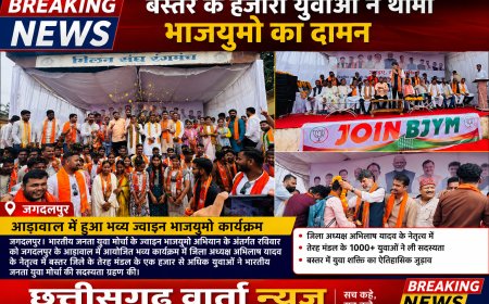 बस्तर के हजारों युवाओं ने थामा भाजयुमो का दामन,आड़ावाल में हुआ भव्य ज्वाइन भाजयुमो कार्यक्रम