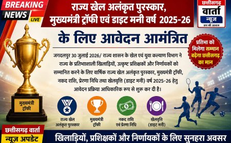 राज्य खेल अलंकृत पुरस्कार, मुख्यमंत्री ट्रॉफी एवं डाइट मनी वर्ष 2025-26 के लिए आवेदन आमंत्रित