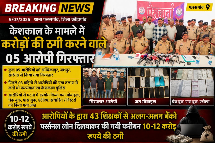 फरसगांव, केशकाल के मामले में करोडो रूपये के ठगी करने वाले 05 आरोपियों को पकड़ने में मिली अभूतपूर्व सफलता