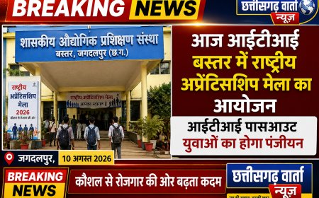 आज आईटीआई बस्तर में राष्ट्रीय अप्रेंटिसशिप मेला का आयोजन, आईटीआई पासआउट युवाओं का होगा पंजीयन