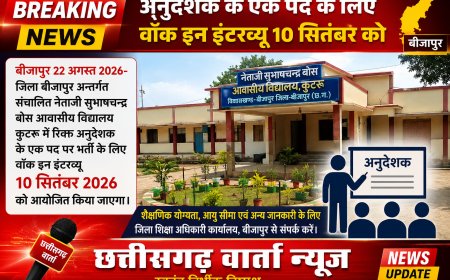 बीजापुर जिले के अनुदेशक के एक पद के लिए वॉक इन इंटरव्यू 10 सितम्बर को