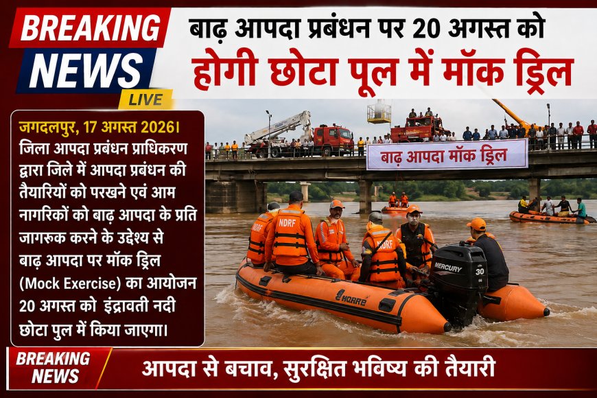 जगदलपुर  में बाढ़ आपदा प्रबंधन पर 20 अगस्त को होगी छोटा पूल में मॉक ड्रिल