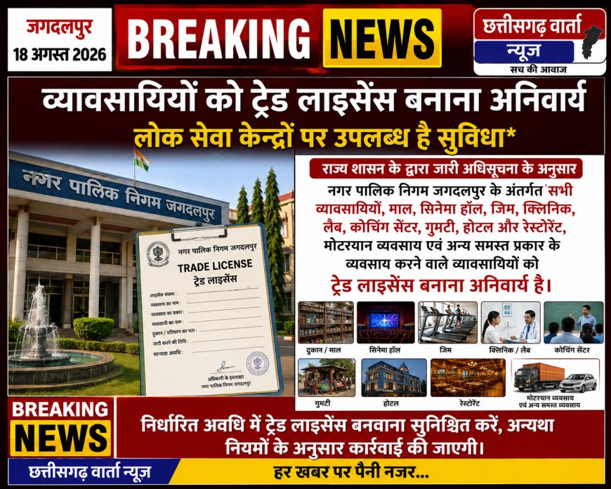 व्यावसायियों को ट्रेड लाइसेंस बनाना अनिवार्य,लोक सेवा केन्द्रों पर उपलब्ध है सुविधा