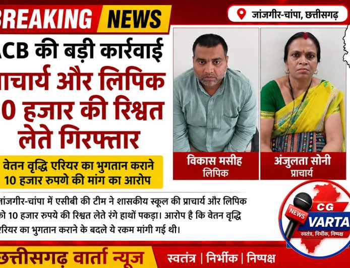 ACB की बड़ी कार्रवाई, प्राचार्य और लिपिक 10 हजार की रिश्वत लेते गिरफ्तार
